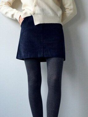 Navy Corduroy Skirt